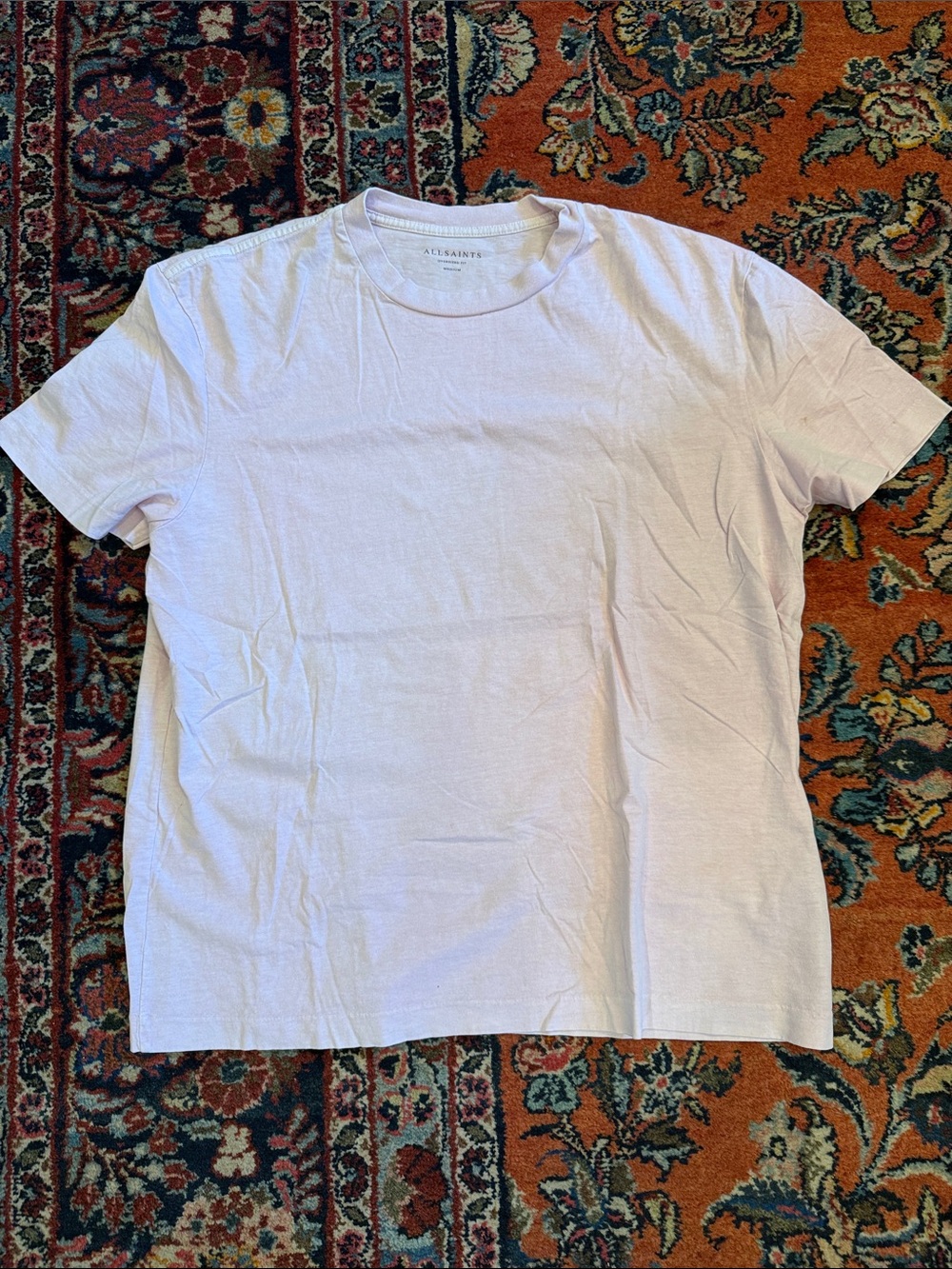 All Saints Men's Short Sleeve Crew Tee in Light Pink